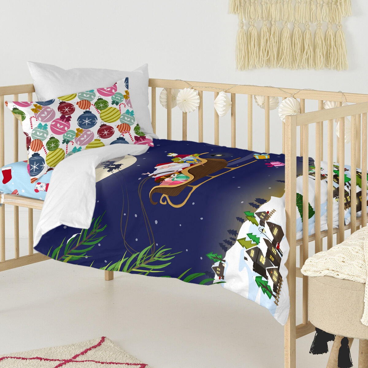 Täckslagsset HappyFriday XMAS Multicolour Babysäng 2 Delar